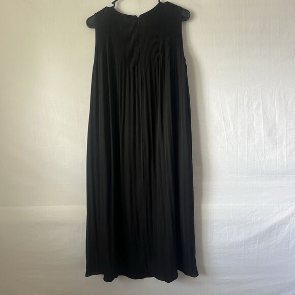 Chico’s Black Label Pleated Maxi Dress Sleeveless Black Size 4 Elegant Flowy - Picture 3 of 10